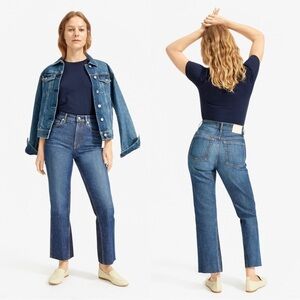 Everlane Blue Two Tone Raw Hem Cheeky Bootcut Jeans Size 27